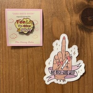 Pink 420 Enamel Pin and Sticker Set